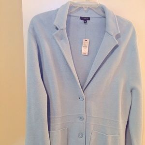 Powder blue SWEATER JACKET, size XLP, New.